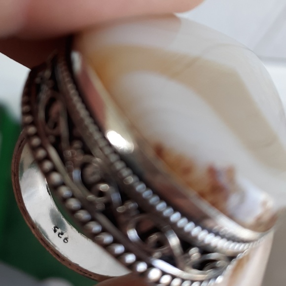 New Oversized Botswana Agate 925 Silver Ring. - Picture 4 of 8